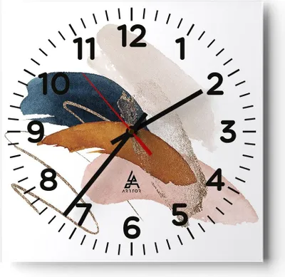 Produktbild von Wanduhr - Quadrat - Glasuhr - Die Farben Abstraktion Stück - 40x40cm - Schleichendes Uhrwerk - Lautlos - zum Aufhängen bereit - Dekoration Modern - Wanddekoration aus Glas - C4AC40x40-5100