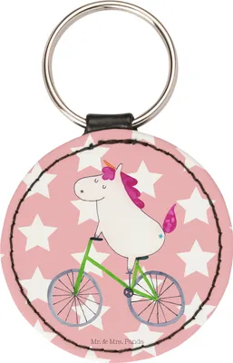 Produktbild von Mr. & Mrs. Panda Anhänger Einhorn Radfahrer - Rot Pastell - Geschenk, Schlüsselanhänger, Taschenanhänger, klein, Radfahren, kleiner, Bike, Liebeskummer, Konfetti, Kummer