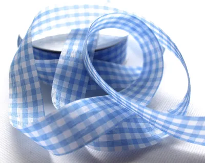 Karoband 25m, 25mm, Großkaro hellblau, Vichy-Dekoband