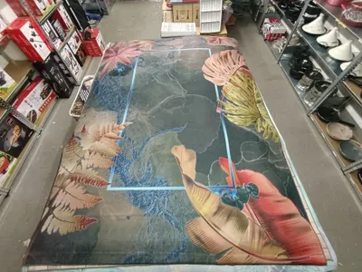 Produktbild von Teppich mit tropischem Blättermuster Waschmaschinengeeignet, 260x180 cm