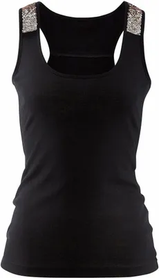 Produktbild von LASCANA Ripptanktop in edler Optik mit Pailletten auf den Trägern und am oberen Rücken schwarz Größe 40/42