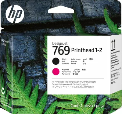 Produktbild von HP 769 1-2 DesignJet Druckkopf Schwarz/Magenta, HP DesignJet XL 3800 PostScript Multifunktionsdrucker-Serie, Thermal Inkjet, Schwarz, Magenta, Singapur, 146,8 mm, 131,4 mm
