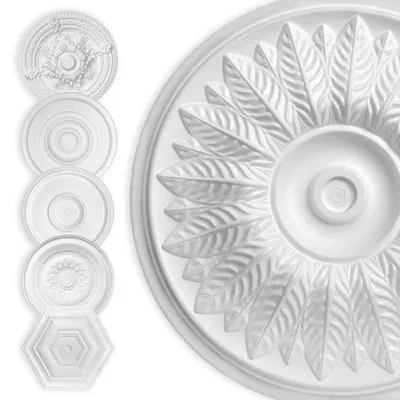 Produktbild von HEXIM Stuckrosette Styropor EPS weiß, Deckenrosette rund & eckig, Innendekor für Decke & Wand