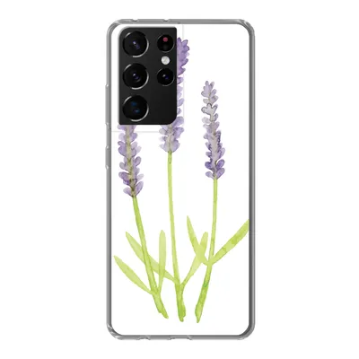 Produktbild von MuchoWow® Handyhülle Schutzhülle Hülle für Samsung Galaxy S21 Ultra Lavendel - Aquarell - Pflanzen Silikon Softcase Handy Hülle - Mobiltelefon