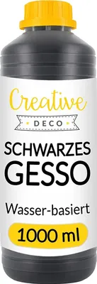 Produktbild von Creative Deco Professionell Schwarze Gesso | 1L | Perfekte Grundierung für Malerei | Ideal für Acryl-Farben, Öl-Farben,  Pouring, Decoupage, Finnabair
