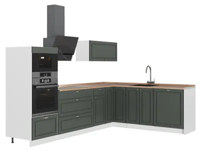 Imagen del producto de Cocina esquinera Vicco Fame-Line Verde dorado Casa de campo/Blanco 287 x 207 cm, ET Roble, Model 63534