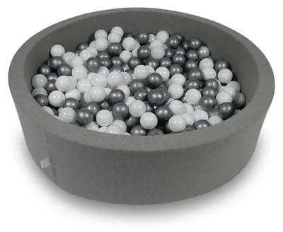 Image de Bassin de séchage 110x30cm gris avec 400 balles : blanc, argenté