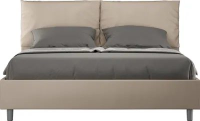 Produktbild von ITYHOME - Gepolstertes Bett ohne Lattenrost 160x190 mit Kunstlederbezug Taubengrau Antea