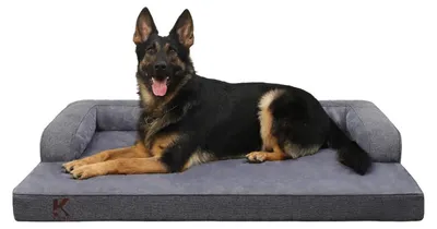 Obrázek produktu pro Ortopedická psí pelíšek, velká velikost, pro velké psy, odnímatelná a pratelná, rozměry 134x91x19 cm, tmavě šedá barva
