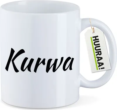 Produktbild von Huuraa Kaffeetasse Kurwa Polnisch 330ml Weiß Keramik Kaffeebecher Geschenkidee