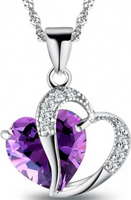 Produktbild von Lady Fashion Herzform Lila Strass Anhänger Halskette Schmuck Charm Geschenk