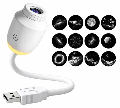 Productafbeelding van Sterrenhemelprojector galaxy projector - 360° draaibaar - 12 projectieschijven - USB
