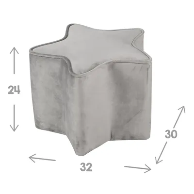 Obrázek produktu pro roba "Lil Sofa" dětská stolička ve tvaru hvězdy, pohodlná stolička potažená šedou sametovou látkou, puf