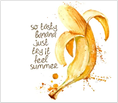 Produktbild von Spritzschutz Herdabdeckplatte Schneidebrett aus Glas Illustration Banane 1-Teilig (60x52cm)