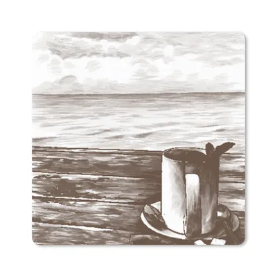 Produktbild von MuchoWow® Mauspad Mousepad Tee - Becher - Meer 20x20 cm - Mousepads - Maus Mat - Pad - Mausunterlage - Desk Mat - Bureauartikeln