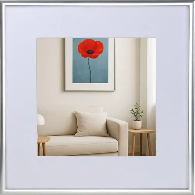 Produktbild von New Lifestyle Kunststoff Bilderrahmen mit Passepartout & Klarglas Collage Wanddeko Poster - Farbe: Silber | Format: 30x30