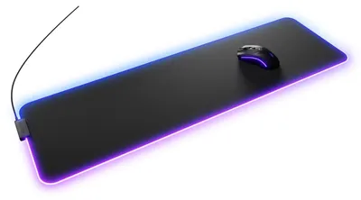 Image de Tapis de souris Glorious Gaming Mouse Pad 2 GLED, LE, noir, uni, tissu, caoutchouc, USB, base antidérapante, tapis de souris gaming