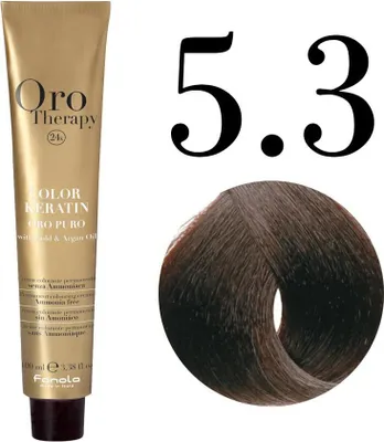 Obrázok produktu pre Fanola Oro Therapy 5.3 Light Chestnut Golden, Hnedá, Light Chestnut Golden, Ženy, 100 ml, Všetky typy vlasy, Zachovávajúci farbu, Dlhotrvajúce, Lesk, Zmäkčovadlo