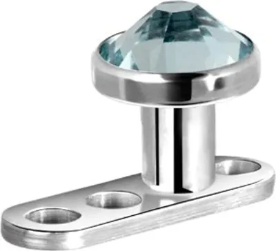 Produktbild von Micro Dermal Anchor Surface Piercing G23 Kristal Stein 4mm - Aqua