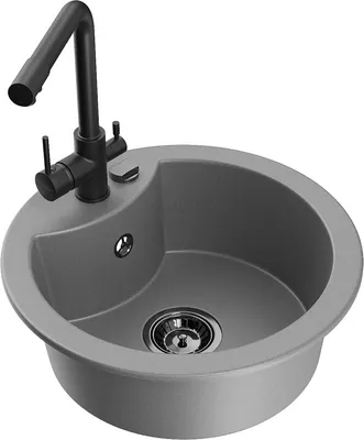Produktbild von Mexen Diego 1-Becken-Granit-Spüle mit Mischbatterie Duero, Grau - 6512-71-671600-70-B