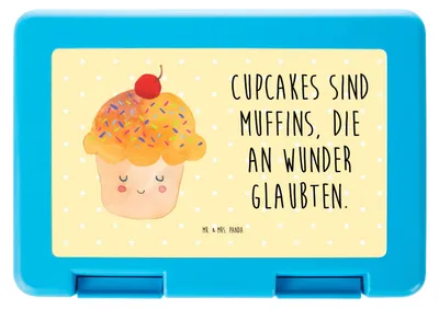 Produktbild von Mr. & Mrs. Panda Bentobox Cupcake - Gelb Pastell - Geschenk, Motivation Sprüche, Muffin, Lebensmittel Aufbewahrungsbox, Vorratsbehälter, Lustige, Meal Prep Box, Cupcakes