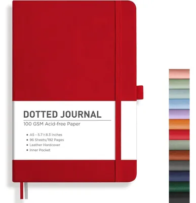 Immagine prodotto di Quaderno A5, copertina rigida, a punti, 192 pagine, 100 g/m², colore rosso