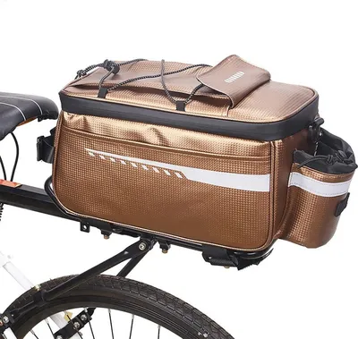 Produktbild von Bronzegold Fahrrad Kofferraum Kühltasche mit Rücklicht, Fahrrad Gepäckträgertasche mit Isolierung, Stauraum, 8L für Reisen Pendeln Camping