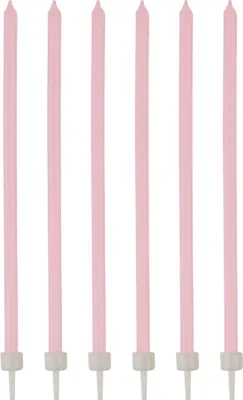 Produktbild von Geburtstagskerzen mit Halter 16 Stück rosa-weiss 12cm - Einheitsgröße