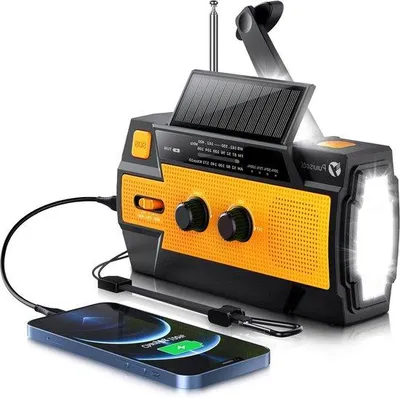 Obrázek produktu pro Rádio s nouzovým napájením – rádio na akumulátor se 3 režimy, svítilnou a LED lampičkou na čtení, AM/FM rádio s SOS alarmem, vodotěsné, vhodné pro kempování, outdoorové aktivity a nouzové situace