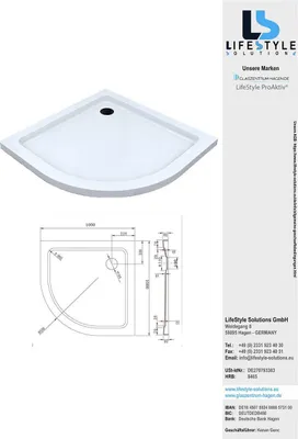 Produktbild von Glaszentrum Hagen Duschtasse 5 cm 100x100x5 cm (R55) inkl. Siphon