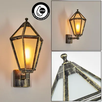 Produktbild von Mondavio Außenwandlampe aus Metall/Glas in Schwarz/Gold/Milchglas oder Klar