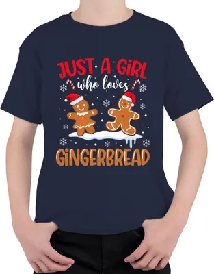 Produktbild von Just A Girl Who Loves Gingerbread Weihnachten Lebkuchen Uni Kinder T-Shirt, Navy, 104