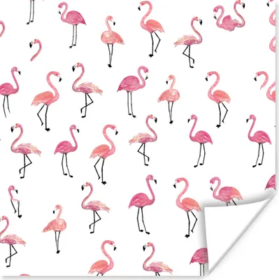 Produktbild von MuchoWow® Poster Flamingo - Vogel - Rosa - Muster 100x100 cm - Babyzimmer