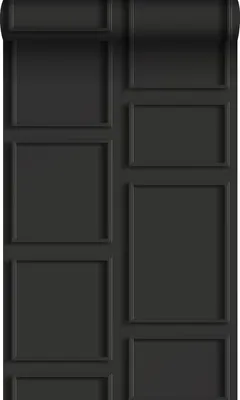 Produktbild von Origin Wallcoverings Öko-Strukturtapete Holzwandverkleidung Schwarz - 347861 - 0,53 x 10,05 m