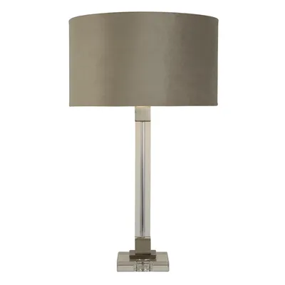 Image de Lampe à poser Scarborough - Cristal, nickel satiné, velours rose