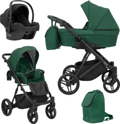 Produktbild von Kinderwagen LAZZIO Sportwagen Babywagen Babyschale Komplettset Kinder Wagen Autositz Set 3 in 1 (LAZ-05, Rahmenfarbe: Schwarz)