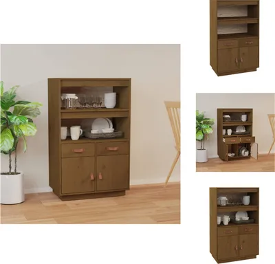 Produktbild von vidaXL Highboard Honigbraun 67x40x108,5 cm Massivholz Kiefer -  Sideboards