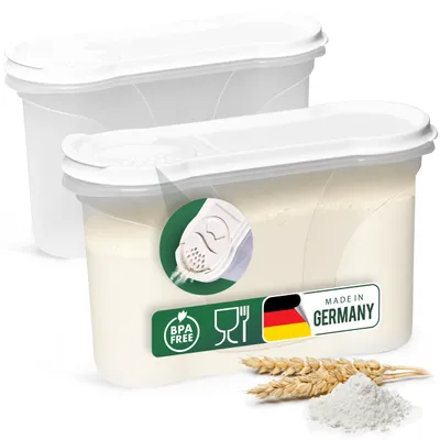 Zdjęcie produktu dla Pojemnik dozownik do sypkich produktów - Zestaw 2 szt. - 1,3 l - Z pokrywką - Pojemnik na żywność do kuchni