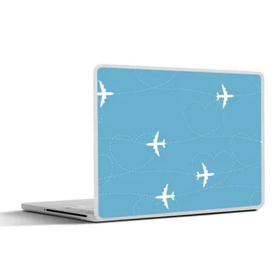 Produktbild von MuchoWow® Laptop Aufkleber Sticker Cover Flugzeug - Herz - Muster 25x18 cm - Laptop-Deko
