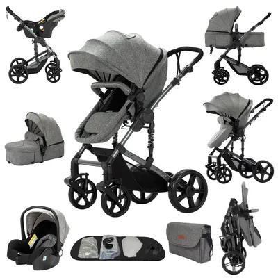 Productafbeelding van Babywagen, 3-in-1 reisysteem, compact inklader, kleur: grijs (B588)