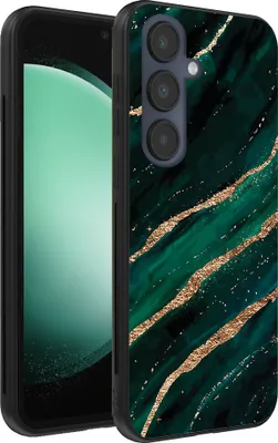 Produktbild von Smartphonica Handytasche geeignet für Samsung Galaxy S23 FE mit Marmordruck - TPU zurück Abdeckung Fall Marmor Design - Grün Gold