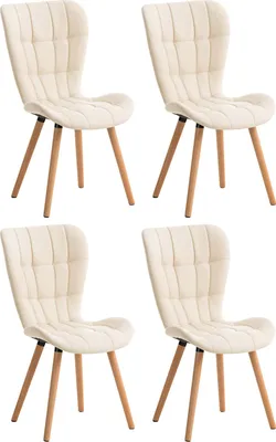 Produktbild von CLP 4er Set Esszimmerstuhl Elda Kunstleder mit robustem Holzgestell creme