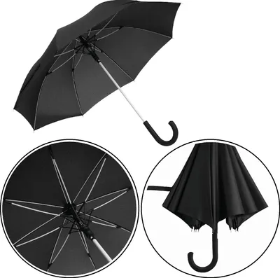 Produktbild von Stockschirm Automatik 103cm Damen, Herren Schwarz- Weiß Öffnung per Knopfdruck