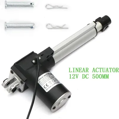 Obrázek produktu pro Elektrický lineární pohon – 12 V DC – zdvih 500 mm – tlak 6000 N/tah 4000 N – 5 mm/s – 48 dB – IP44 – černá barva