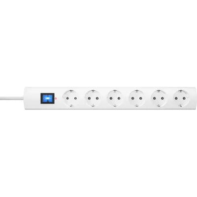 Image de KOPP bloc multiprise UNOversal, 6x, interrupteur, 1,4 m de câble, ÜS, blanc