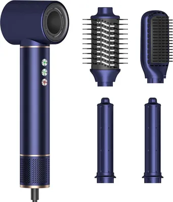 Image de INF Brosse à Air Chaude Bleue - Sèche-Cheveux Ionique Rapide 5 en 1
