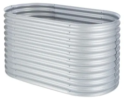 Produktbild von Blumfeldt Hochbeet aus Metall, Wetterfestes Stahlblech-Hochbeet für Balkon & Garten, Rostfreies Hochbeet Oval, Freistehende Hochbeete 160x80x80 cm, 804L Pflanzkübel Groß für Blumen, Obst, Gemüse