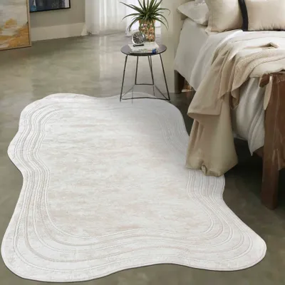 Zdjęcie produktu dla Mazovia Dywan Biały Abstrakcyjny - Salon, Sypialnia, Jadalnia, Biuro, Niskie Runo Nieregularny - Certyfikat OEKO-TEX® - 200 x 300 cm