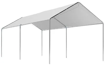 Image de Abri de voiture - Double toit plat - 1,8 x 1,2 m - Acier galvanisé - Bâche de toit en PE-HD - Pour voitures et SUV - Blanc