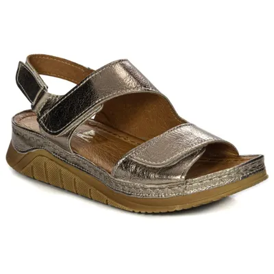 Produktbild von Schuhe Modell L449525001 aus echtem Naturleder in Gold mit Klettverschluss